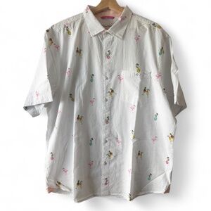 Tommy Bahama Nova Wave Flamingo Tango Seersucker Button Shirt Mens Size XL